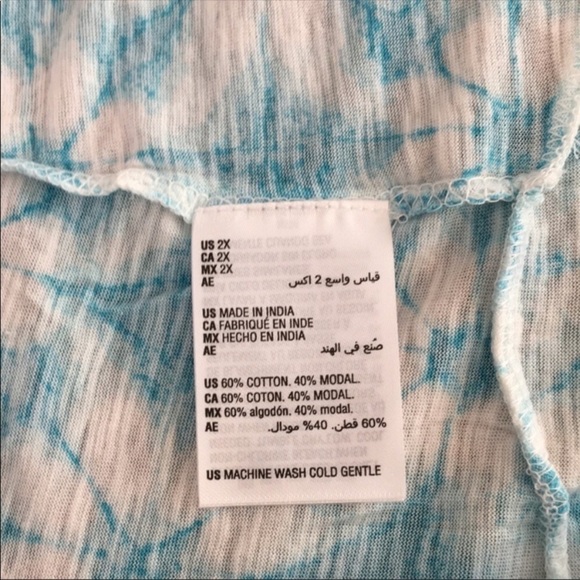 NEW Style & Co Plus Aqua Tank Top Handkerchief Hemline Scoop Neckline Plus 2X - Picture 3 of 4